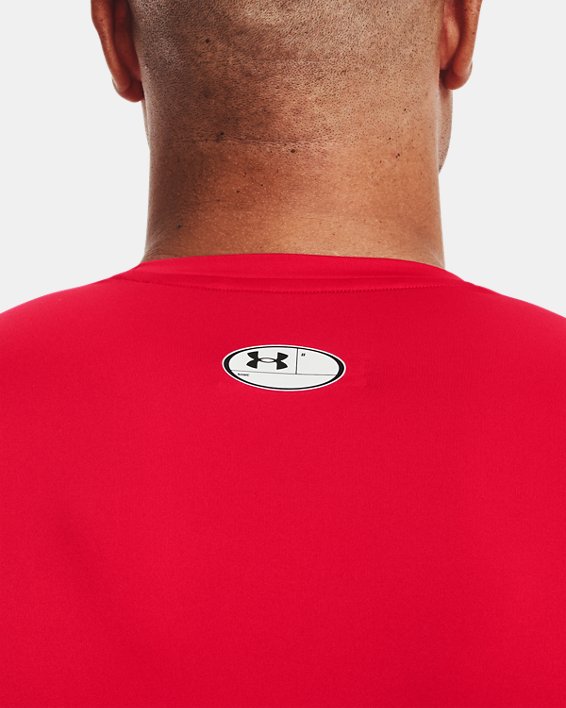 Men's HeatGear® Short Sleeve, Red, pdpMainDesktop image number 3